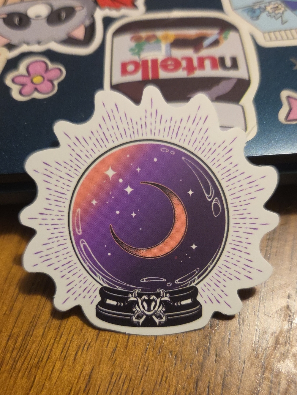 Mystic Moon Crystal Ball Wall Décor Sticker - Purple & Orange